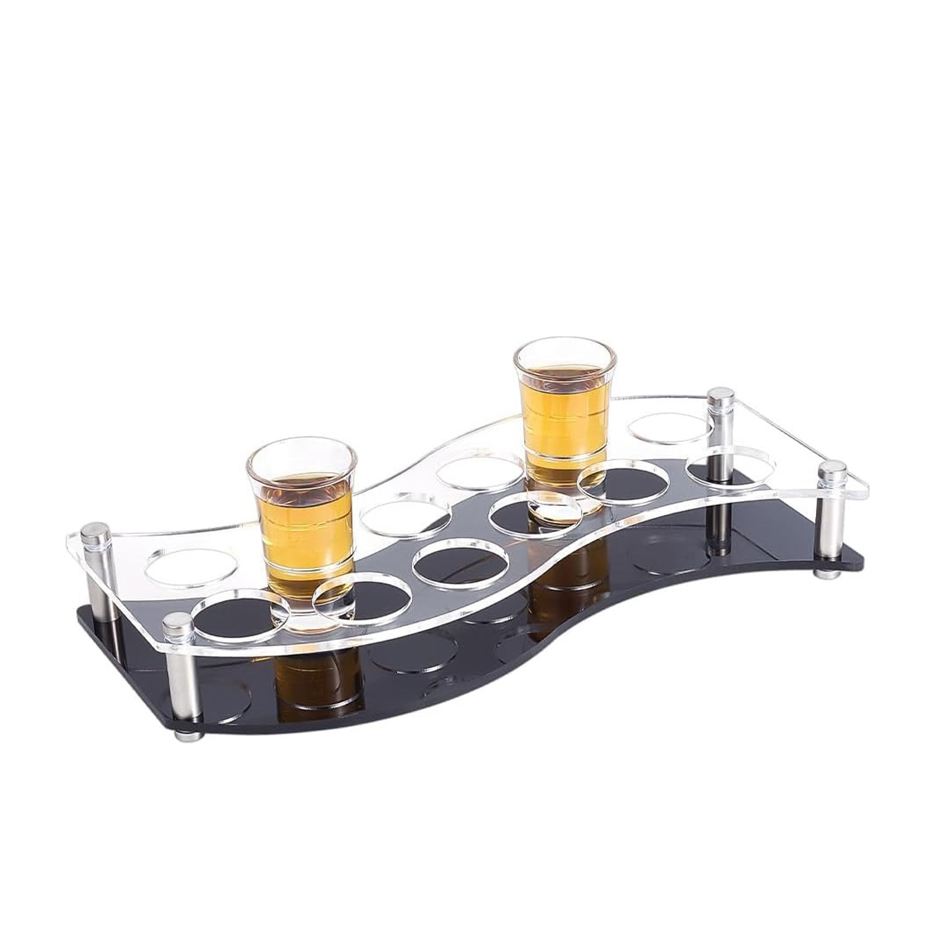 Wine Beer Rack - 12 Hole Shot Glass Tray Holder,