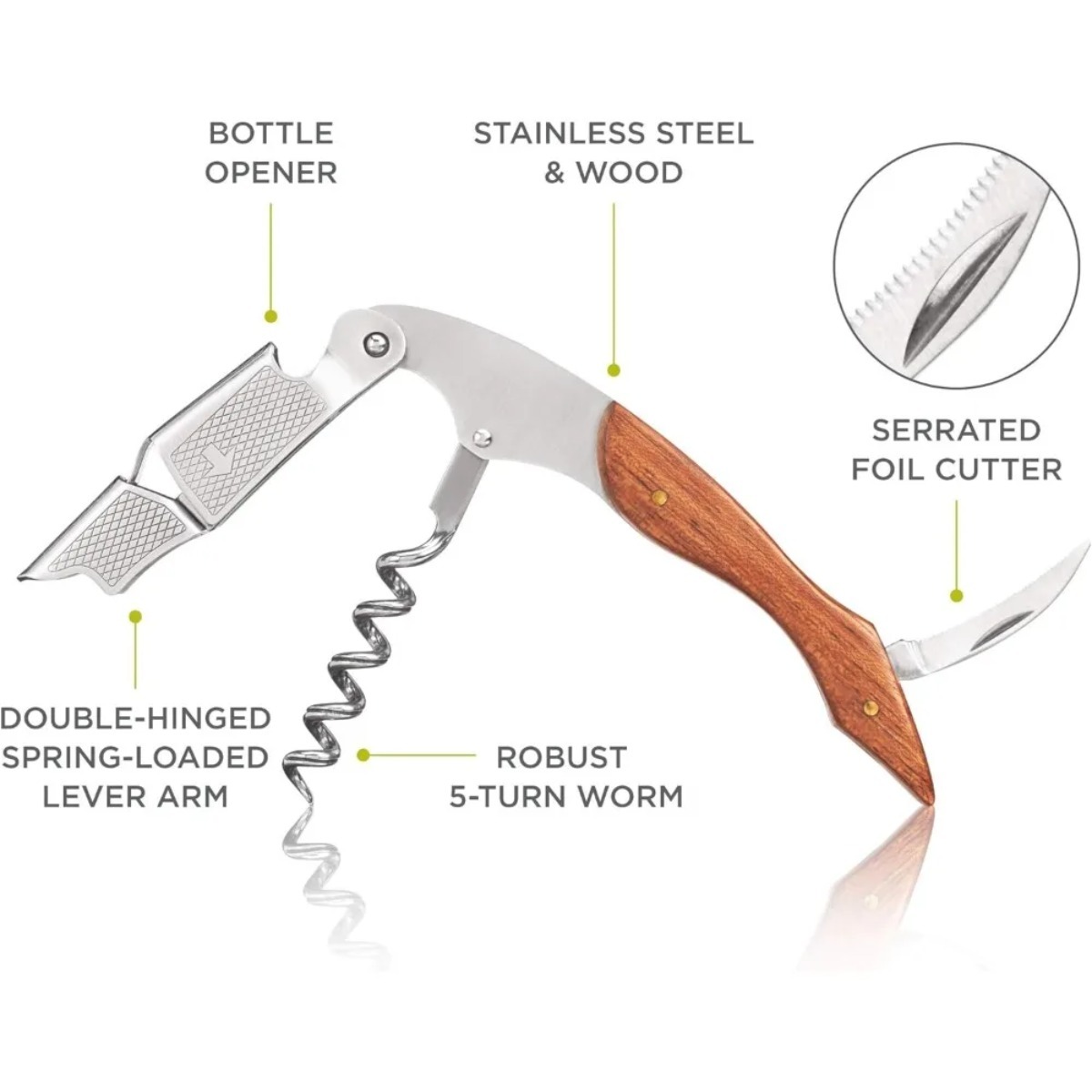 Durable Stainless Steel & Wood - đánh giá và giá Cork Screw Lever