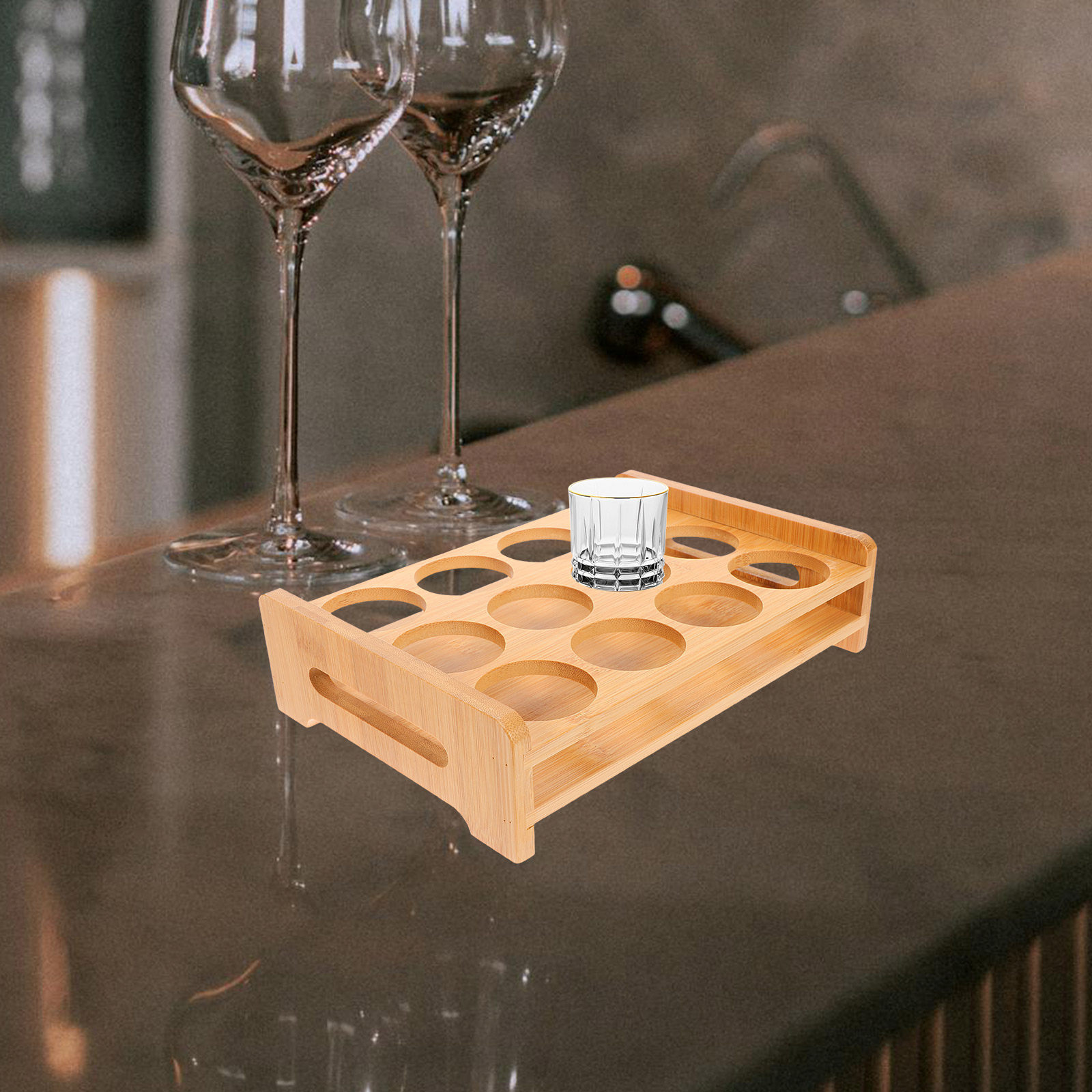 Bamboo Shot Glasses Holder Dis - đánh giá và giá Wine Beer Rack