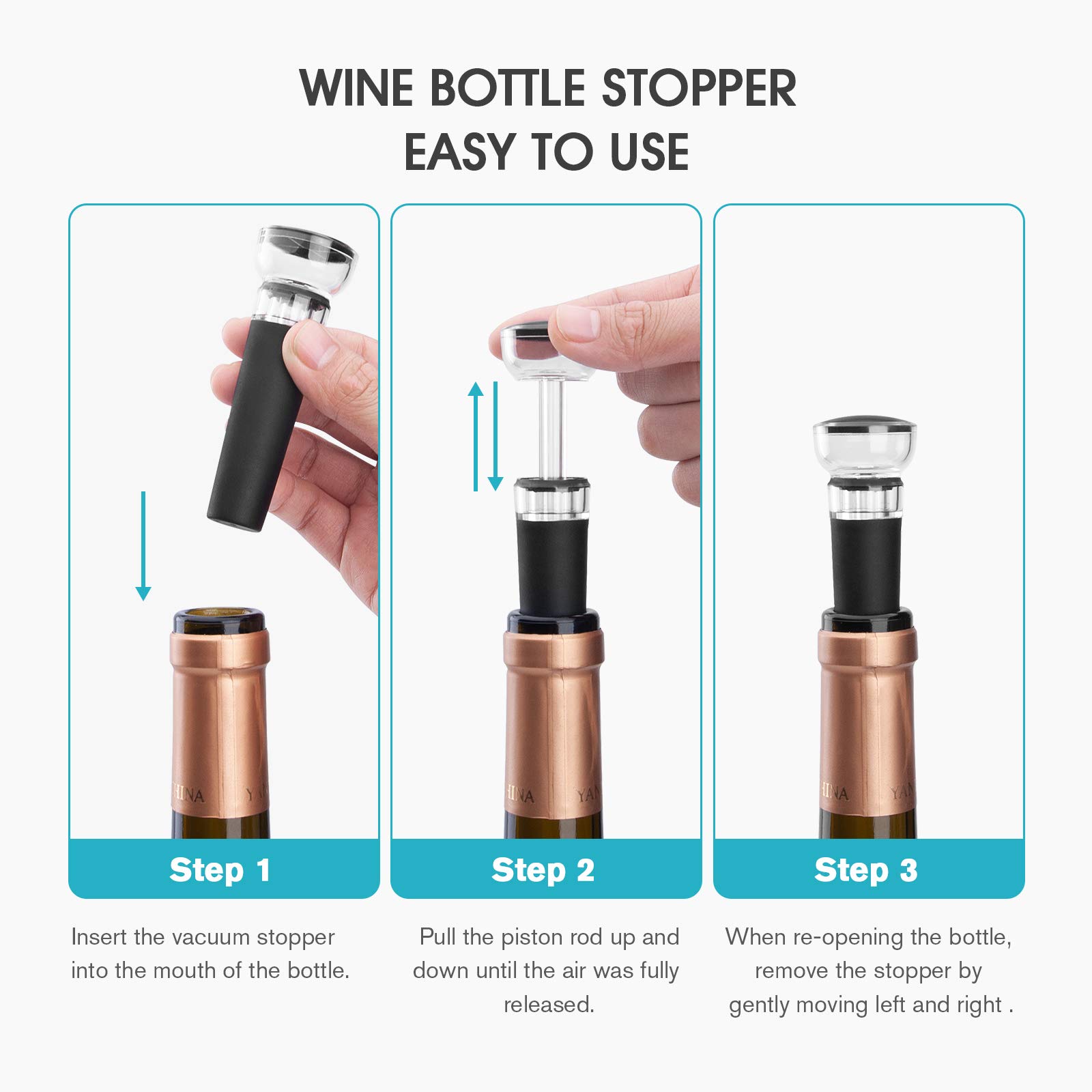 4 Pack Wine Stoppers with Buil - đánh giá và giá Wine Stopper Vacuum